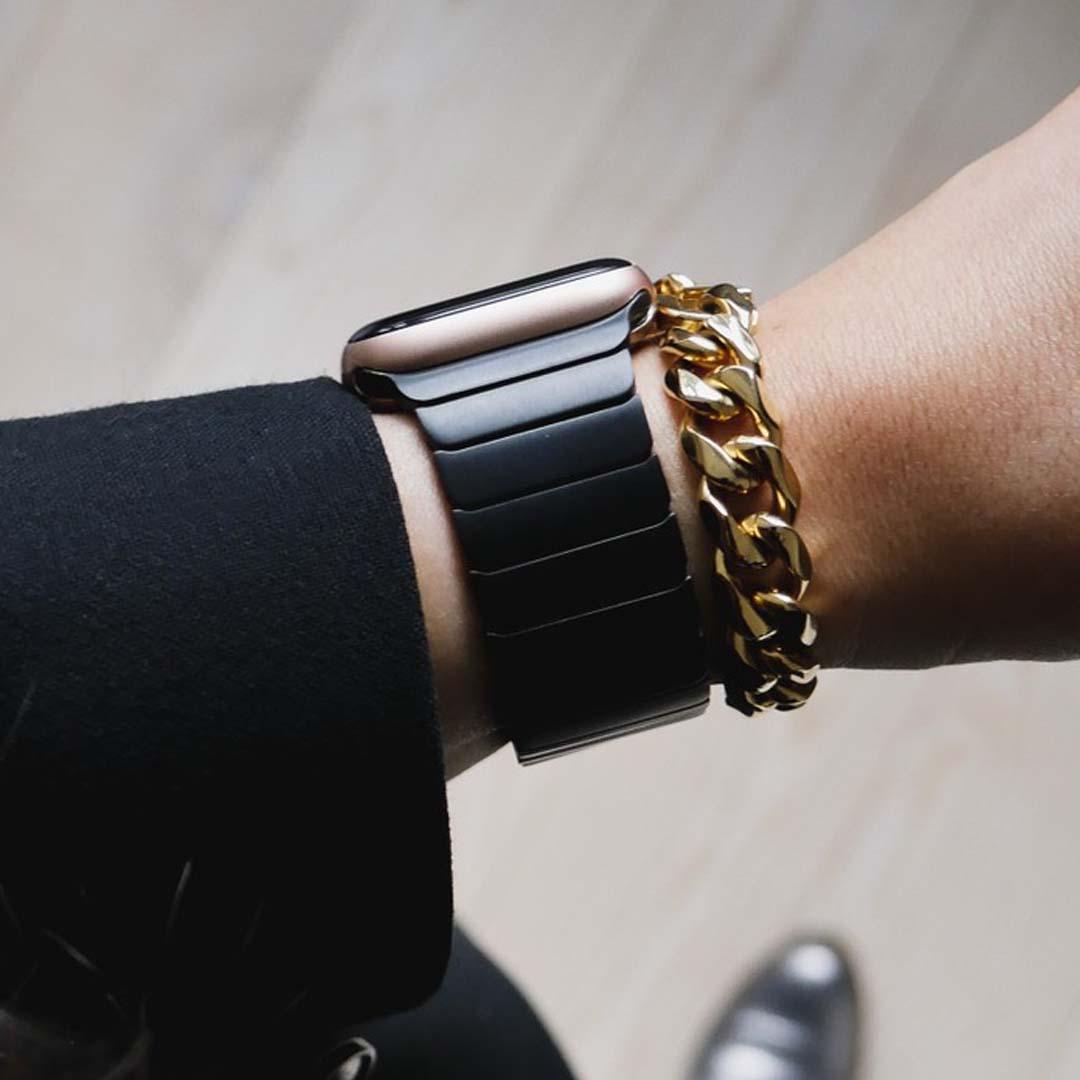 Silver Apple Watch Black Band Collection