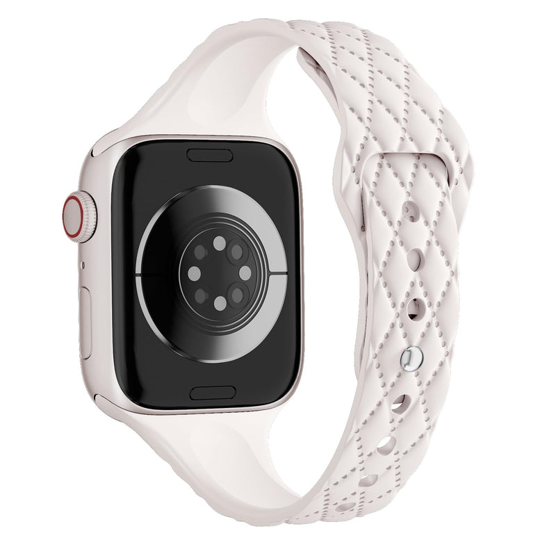 White Quilted Apple Watch Band on Rose Gold Apple Watch
