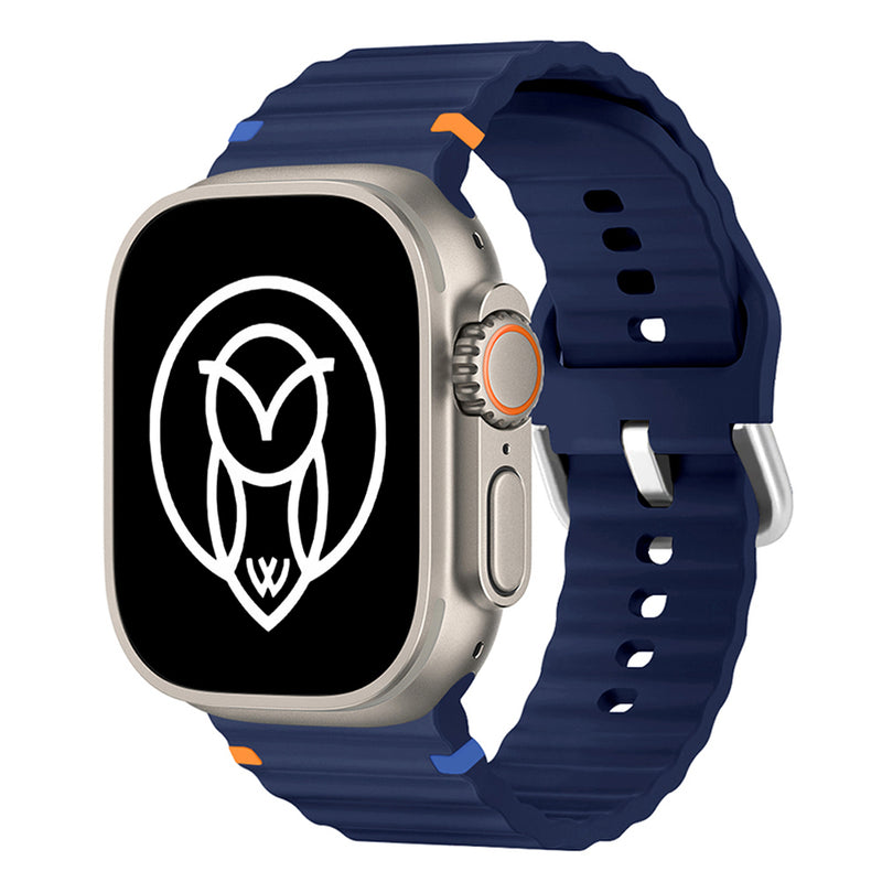 Navy blue ultra watch band styled on an Apple Watch Ultra.
