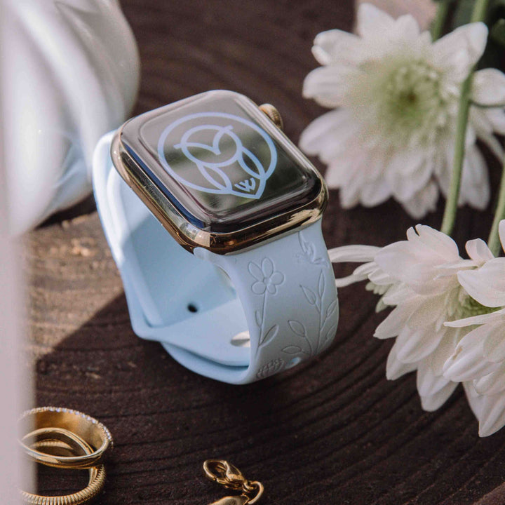 Floral Apple Watch Band Ione Silicone, Comfortable Stylish