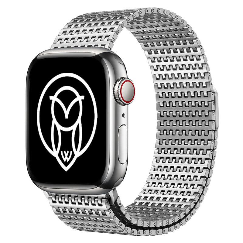 Easy-fit SILVER magnetic Apple Watch band in stainless steel
