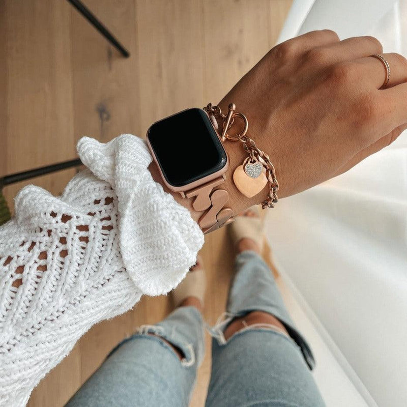 Loom T-bar Chain Bracelet | apple, Apple Watch accessories, Apple Watch gadgets, Apple Watch gear, bracelet, christmas, gift, gold, jewellery, rose gold, silver, stainless steel, woman, women | WizeBand