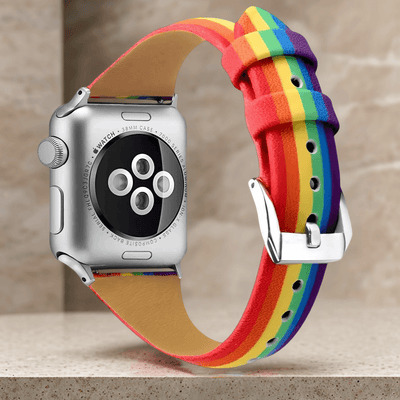 Artemis Pride Edition | apple, Apple Watch accessories, apple watch bands, apple watch bands cheap, apple watch bands clearance, apple watch bands for women, apple watch bands sale, Apple Watch gadgets, Apple Watch gear, Apple Watch Straps, men, series 9, silver, tang buckle, vegan leather, watch bands for Apple Watch, watch straps for Apple Watch, women | WizeBand