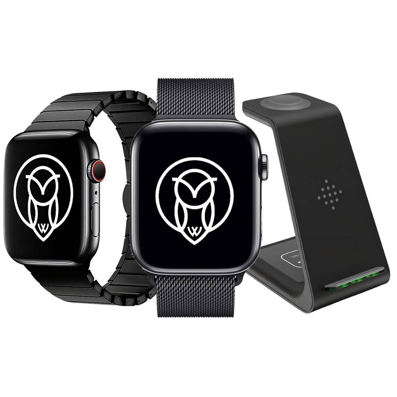 Noir WizeBand Combo | Apple Watch accessories, apple watch bands, apple watch bands cheap, apple watch bands clearance, apple watch bands for women, apple watch bands sale, Apple Watch gadgets, Apple Watch gear, Apple Watch Straps, black, blackfriday22, charger, men, mens, metal, milanese, series 7, series 8, series 9, watch bands for Apple Watch, watch straps for Apple Watch, women | WizeBand