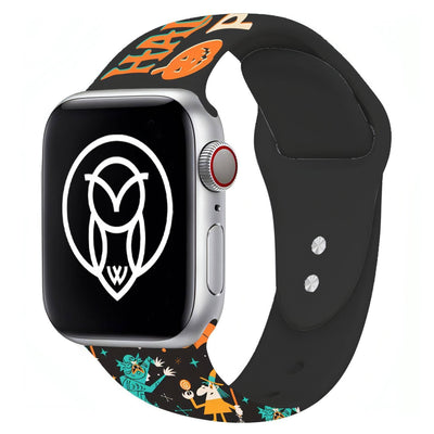 Halloween Silicone Band | apple, Apple Watch accessories, apple watch bands, apple watch bands cheap, apple watch bands clearance, apple watch bands for women, apple watch bands sale, Apple Watch gadgets, Apple Watch gear, Apple Watch Straps, autumn, fall, halloween, holiday bands, kids, men, orange, seasonal, series 9, silicone, silver, spooky, sports style loop, watch bands for Apple Watch, watch straps for Apple Watch, women | WizeBand