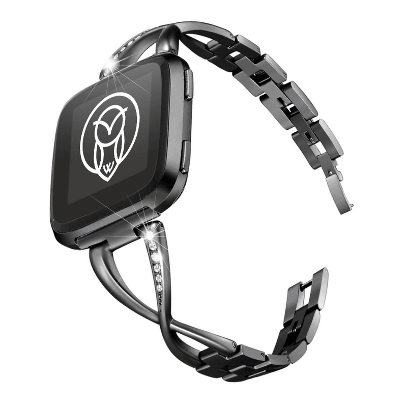 Fitbit versa black metal top band