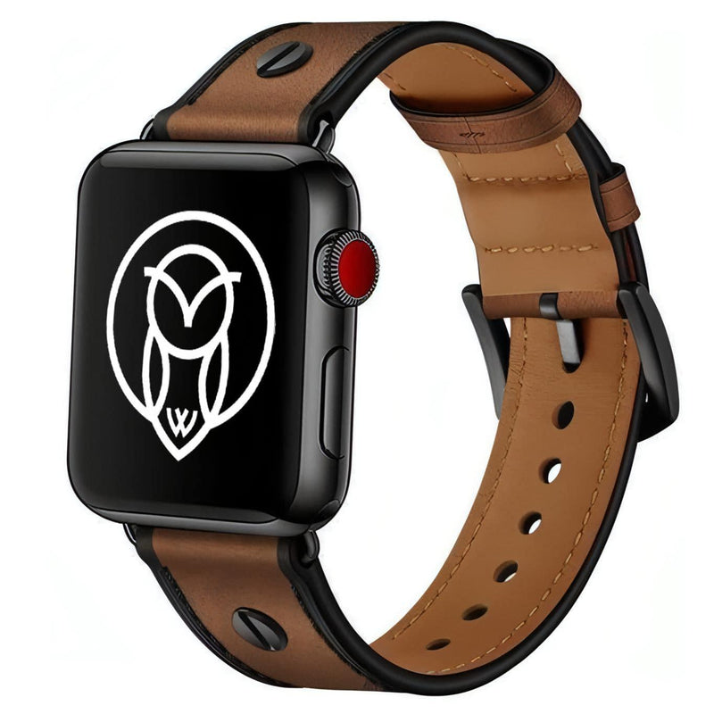 Miltos Leather Strap | apple, Apple Watch accessories, apple watch bands, apple watch bands cheap, apple watch bands clearance, apple watch bands for women, apple watch bands sale, Apple Watch gadgets, Apple Watch gear, Apple Watch Straps, black, genuine leather, men, series 7, series 8, series 9, tang buckle, watch bands for Apple Watch, watch straps for Apple Watch, women | WizeBand