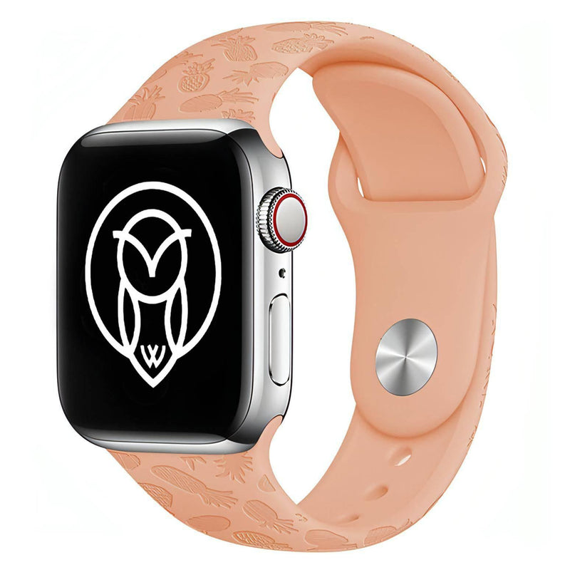 Maya Silicone Band | apple, Apple Watch accessories, apple watch bands, apple watch bands cheap, apple watch bands clearance, apple watch bands for women, apple watch bands sale, Apple Watch gadgets, Apple Watch gear, Apple Watch Straps, bright, colourful, kids, pastel colours, pineapple, series 7, series 8, series 9, silicone, silver, sports style loop, watch bands for Apple Watch, watch straps for Apple Watch, women | WizeBand