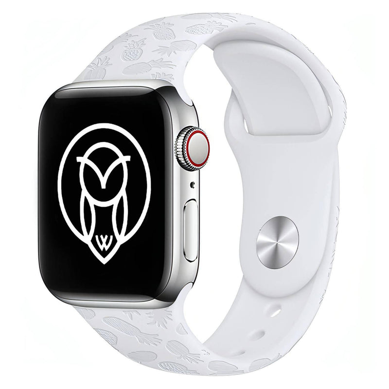 Maya Silicone Band | apple, Apple Watch accessories, apple watch bands, apple watch bands cheap, apple watch bands clearance, apple watch bands for women, apple watch bands sale, Apple Watch gadgets, Apple Watch gear, Apple Watch Straps, bright, colourful, kids, pastel colours, pineapple, series 7, series 8, series 9, silicone, silver, sports style loop, watch bands for Apple Watch, watch straps for Apple Watch, women | WizeBand