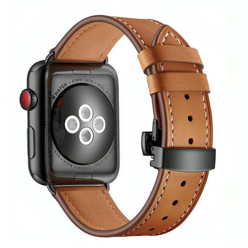Costa Scott Leather Band (3 Colours) Brown Leather Black Hardware / 42mm WizeBand