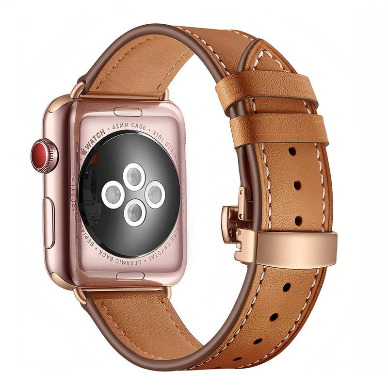 Costa Scott Leather Band (3 Colours) Brown Leather Rose Gold Hardware / 42mm WizeBand