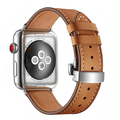 Costa Scott Leather Band (3 Colours) Brown Leather Silver Hardware / 42mm WizeBand
