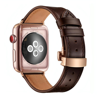 Costa Scott Leather Band (3 Colours) Chocolate Leather Rose Gold Hardware / 38mm WizeBand