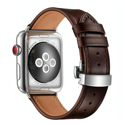 Costa Scott Leather Band (3 Colours) Chocolate Leather Silver Hardware / 38mm WizeBand