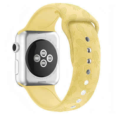 Maya Silicone Band | apple, Apple Watch accessories, apple watch bands, apple watch bands cheap, apple watch bands clearance, apple watch bands for women, apple watch bands sale, Apple Watch gadgets, Apple Watch gear, Apple Watch Straps, bright, colourful, kids, pastel colours, pineapple, series 7, series 8, series 9, silicone, silver, sports style loop, watch bands for Apple Watch, watch straps for Apple Watch, women | WizeBand