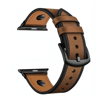 Miltos Leather Strap | apple, Apple Watch accessories, apple watch bands, apple watch bands cheap, apple watch bands clearance, apple watch bands for women, apple watch bands sale, Apple Watch gadgets, Apple Watch gear, Apple Watch Straps, black, genuine leather, men, series 7, series 8, series 9, tang buckle, watch bands for Apple Watch, watch straps for Apple Watch, women | WizeBand