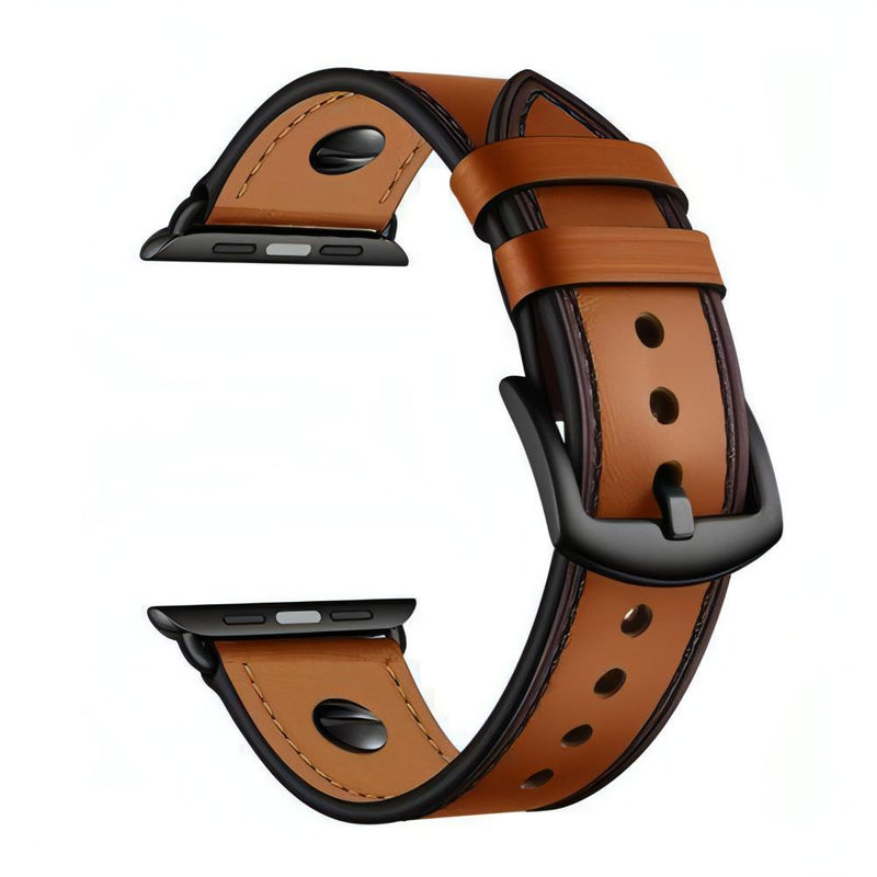 Miltos Leather Strap | apple, Apple Watch accessories, apple watch bands, apple watch bands cheap, apple watch bands clearance, apple watch bands for women, apple watch bands sale, Apple Watch gadgets, Apple Watch gear, Apple Watch Straps, black, genuine leather, men, series 7, series 8, series 9, tang buckle, watch bands for Apple Watch, watch straps for Apple Watch, women | WizeBand