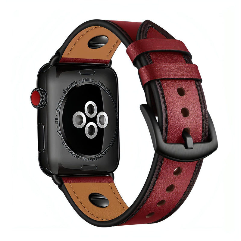 Miltos Leather Strap | apple, Apple Watch accessories, apple watch bands, apple watch bands cheap, apple watch bands clearance, apple watch bands for women, apple watch bands sale, Apple Watch gadgets, Apple Watch gear, Apple Watch Straps, black, genuine leather, men, series 7, series 8, series 9, tang buckle, watch bands for Apple Watch, watch straps for Apple Watch, women | WizeBand